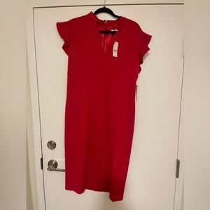 NY & Co red dress with gorgeous neckline